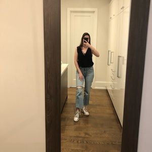 Black deep v-neck bodysuit